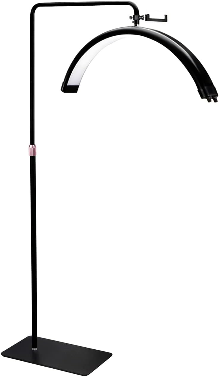 ebrlaxin Lash Light for Eyelash Extensions - LED Lash Lamp for Tattoo Artists, Nail Tech, Esthetician - Cool, Warm Lighting Lamp with Adjustable Brightness & Height - with Phone Holder (Black) Black R101