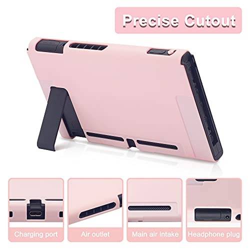Brhe Protector Case For Nintendo Switch Cover Case With Glass Screen Protector, Anti-Scratch Shock-Absorption Grip Cover-Pink #TOP1