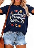 Magical Shirt for Women: I'm Here for The Snacks Shirts Magic Kingdom T-Shirt Funny World Trips Short Sleeve Tee Top Blue