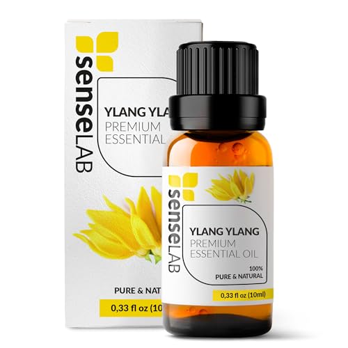 Huile essentielle d'ylang-ylang SenseLAB - Huile d'ylang-ylang thérapeutique 100 % pure et naturelle pour diffuseur d'aromathérapie et humidificateur - Huile de soin pour la peau et les cheveux (10 ml)