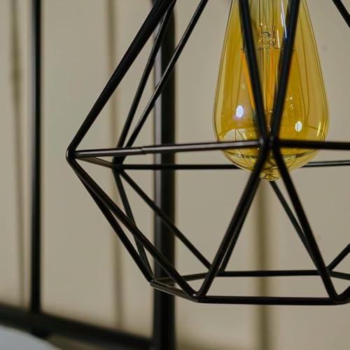 MiniSun | Retro Style Black Metal Basket Ceiling Light Shades | Pendant Lights, Home Décor & Improvement Essential | Set of 2 | 23.5cm Shade Width - Image 6