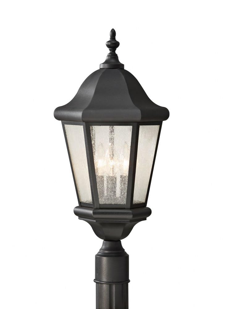 Sea Gull Lighting OL5907BK Martinsville Three Light Outdoor Post Lantern Outside Fixture, Black
