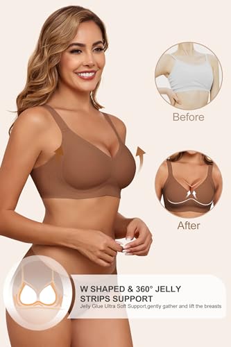 Image of HORISUN Wireless Bras for Women Soft Comfortable No Underwire T Shirt Bra Seamless Full Coverage Bras with Support