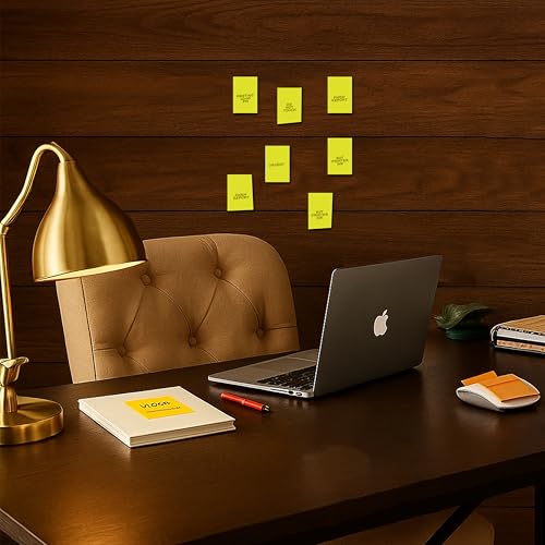 Image of Cubic Neon Yellow Sticky Notes - Pack of 3 (3 inch x 2 inch Inches), Bright Self-Adhesive Memo Pads for Office, Home & School Use - Smooth Finish, Easy Peel, Residue-Free