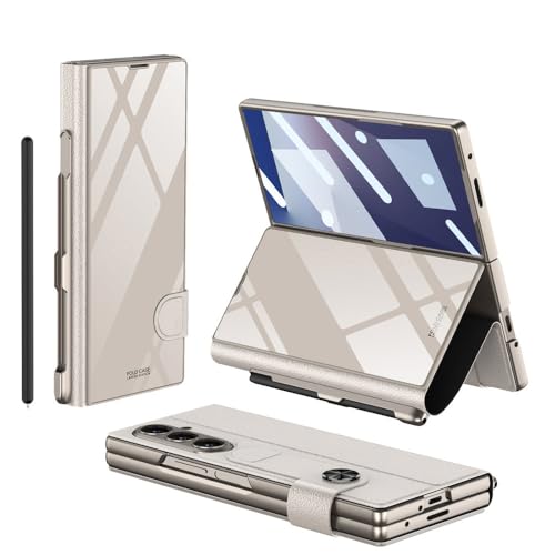 Samsung Galaxy Z Fold 7�p �����K���X �t���b�v���U�[ ���C�����X�[�d�P�[�X �ϏՌ��ی�J�o�[ �`�^���O���[ 2