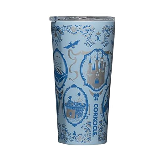 Corkcicle Disney Princess Cinderella Travel Tumbler, Insulated Water Bottle with Lid, Spill Proof for Wine, Coffee, Tea, and Hot Cocoa,16 oz