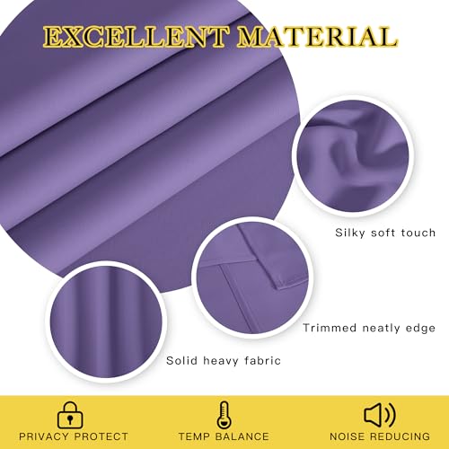 NICETOWN Blackout Room Darkening Window Curtain - Thermal Insulated Solid Grommet Blackout Patio Door Curtain/Drape for Living Room (Lilac Purple, 1 Panel, 52 by 95-inch)