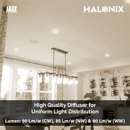 Image of Halonix Polycarbonate Jazz 15W Warm White Recessed Downlighter|Cutout- 4 Inch|Recessed Ceiling Light for Hall, Room, Office, Shop|Led Downlighter with Surge Protection|Pack 1 (Yellow)
