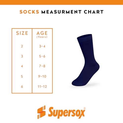 Image of Supersox Regular School Uniform Socks for Kids, Made with Breathable, Anti Odour & Moisture Absorbent Combed Cotton with a Extra Durable Welt, Ideal For All Day Wear (Pack Of 5)