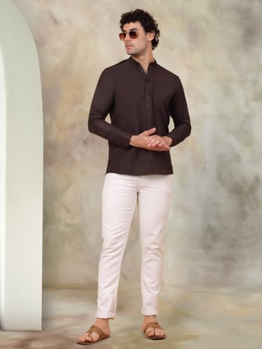 Image of Jompers Men's Cotton Regular Fit Solid Short Kurta