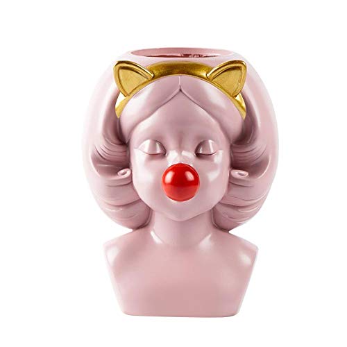 Figurines créatives et vase visage de fille, cadeau déco idéal pour salon