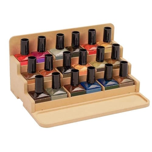 Image of 4 Tier Plastic Model Paint Rack - Ink Bottle & Miniature Model Tool Storage Kit, MDF Material Organizer for Tamiya /MR HOBBY Paint & Craft Supplies, GK3