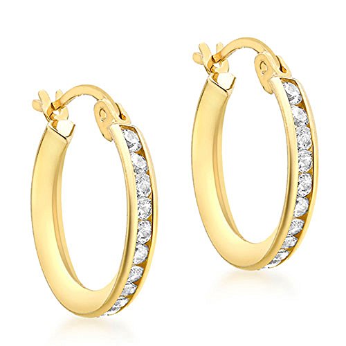 Créoles or jaune 375 et zirconium 16 mm, le bijou idéal du quotidien