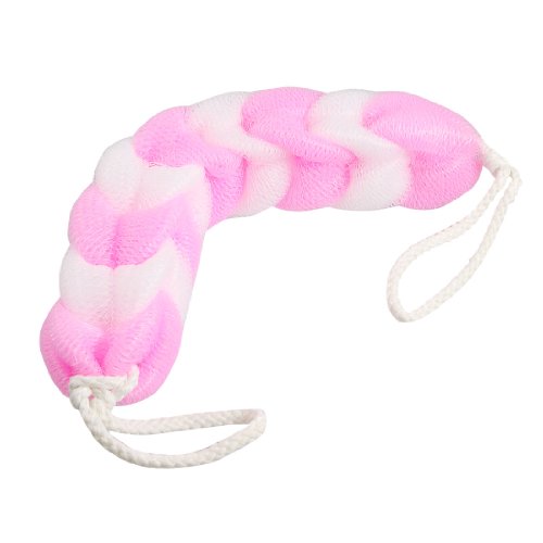 uxcell Pink White Meshy Nylon Bathing Bath Shower Pouf Body Brush Cleaner