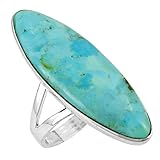 Turquoise Ring Sterling Silver 925 Genuine Gemstones Size 6 to 11 (Turquoise, 10)