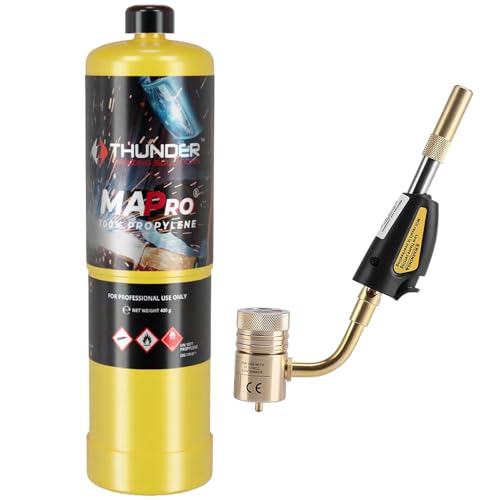 KIT SOPLETE + ENVASE GAS MAPPRO 400gr CABEZAL ANTORCHA SOLDADURA CON PIEZOELÉCTRICO HERRAMIENTA FONTANERIA AIRE ACONDICIONADO