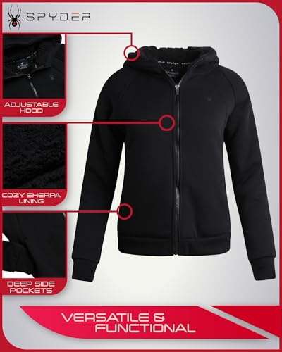 Spyder Women’s Sherpa Lined Hoodie Sweatshirt - Heavyweight Wind-Resistant Fleece Zip Up Sweatshirts for Women (Sizes: S-XL)3