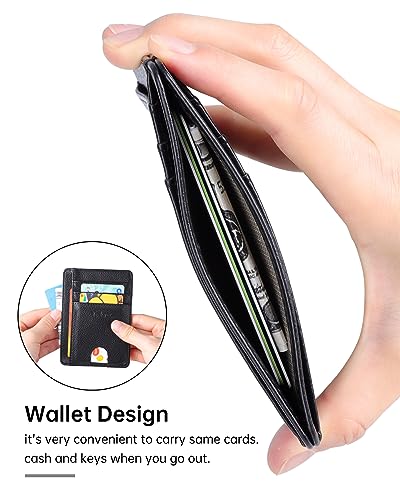 Teskyer Slim Wallet for Men, Minimalist Front Pocket RFID Blocking Leather Wallet Credit Card Holder for Men & Women — view 3