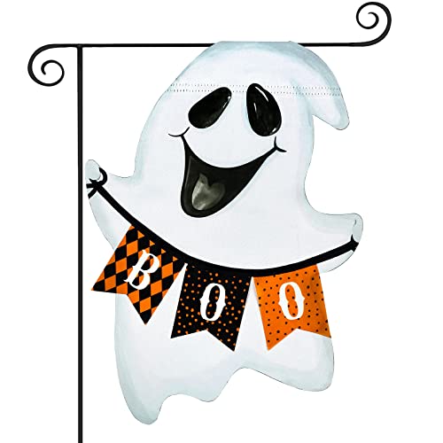 3D Ghost Halloween Garden Flag, Yeahome Vertical Double Sided 12.5X18 Inch Applique Polka Dots Boo Yard Flag, Halloween Decorations Outdoor, Rustic Farmhouse Decor For Seasonal Holiday #TOP23