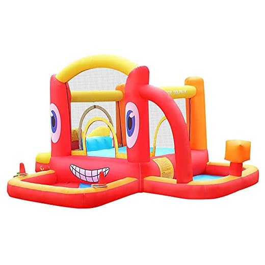 Uppblåsbara Bounce Jumper House med fläkt, 5-i-1 Barn Uppblåsbara Hoppning Slott Party med Slide, Splash Pool, Boxning Pelare och Kasta för utomhus/Inomhus