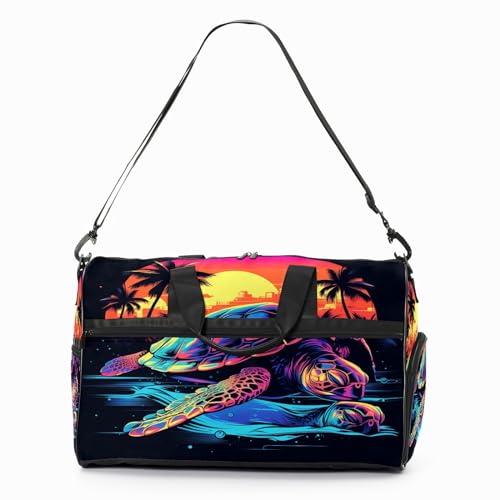 Gym Bag for Women, Carry on Weekender Overnight Bag, Travel Duffel Bags, Personal Item Travel Bag Tote Bag Workout Dance Bag, Illustration Turtle - 7