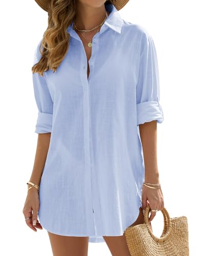 Jyanl Swimsuit Coverup for Women Bathing Suit Cover Up Beach Shirt Casual V Neck...