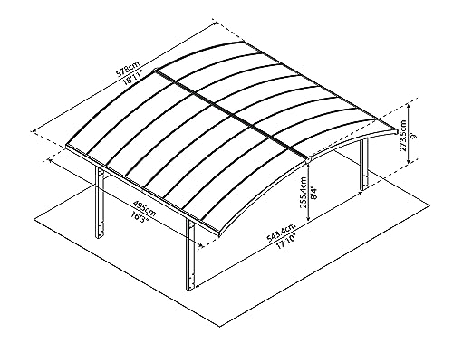 Canopia by Palram Carport Bausatz Arizona Wave 495 x 578cm Doppelcarport Polycarbonat in Anthrazit für PKW aus rostfreiem Aluminium
