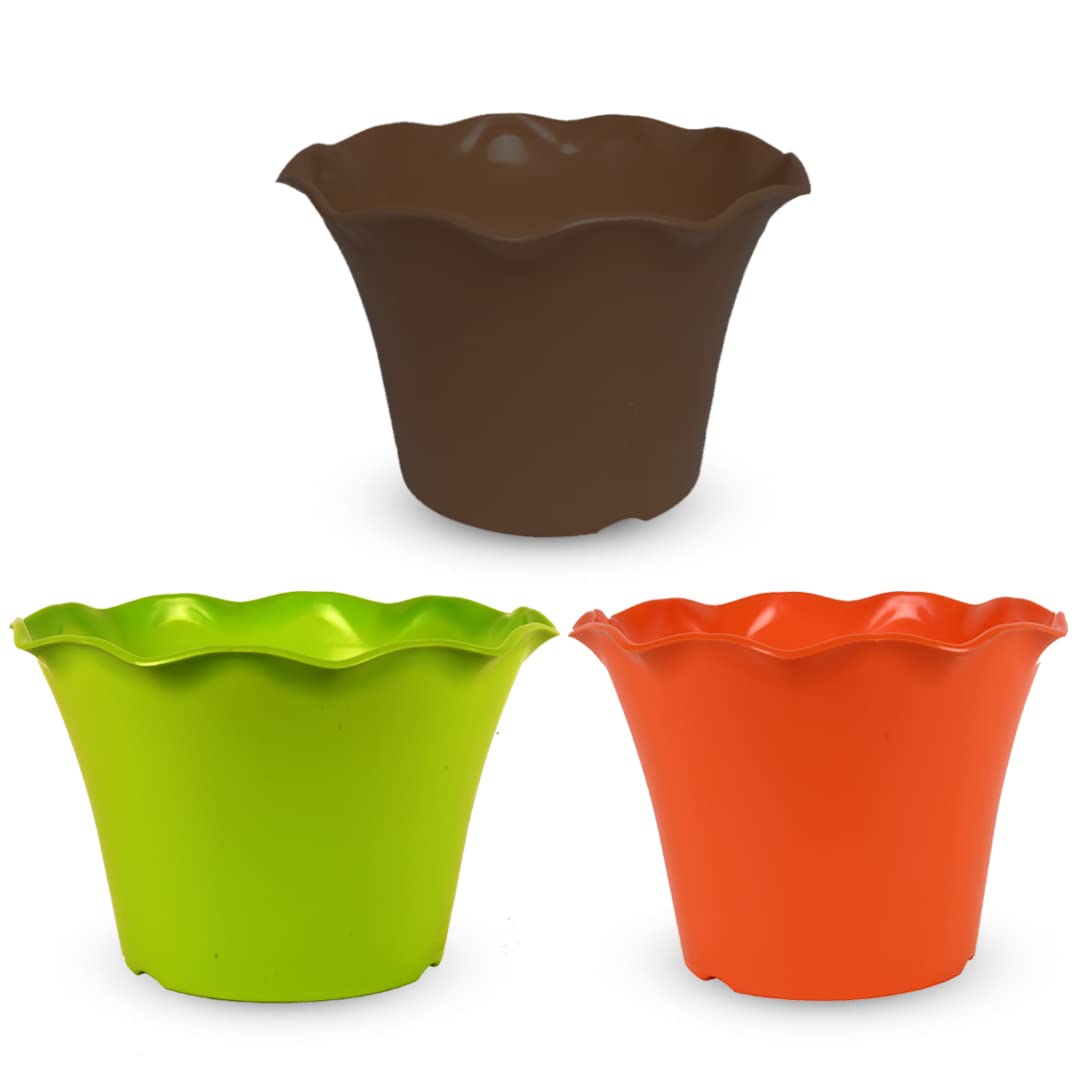HINS 13 Inch Lotus Pot Set of 3 Multicolor for Indoor and Outdoor Gardening (Set of 3 (Orange, Green, Dark Brown)) Gamla for Garden 12 Inch I 12 Inch Pots for Plants I Pots for Plants I Succulent Pot (B098FB321D) Amazon Price History, Amazon Price Tracker