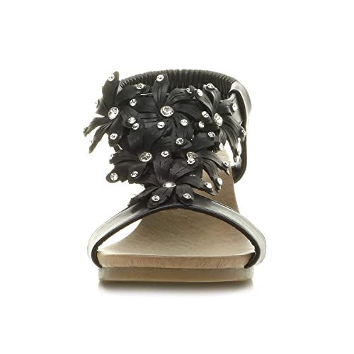 AJVANI Donna tacco medio zeppa fiore chiusura