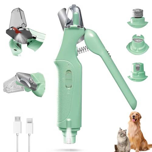 2 in 1 Dog Nail Clippers and Grinder with Lights & Cat Nail Clipper for Large Medium Small Dogs Cats Nail Trimmers USB Rechargeable with 2 LED Lights Dog Claw Care for Non-Black Nails