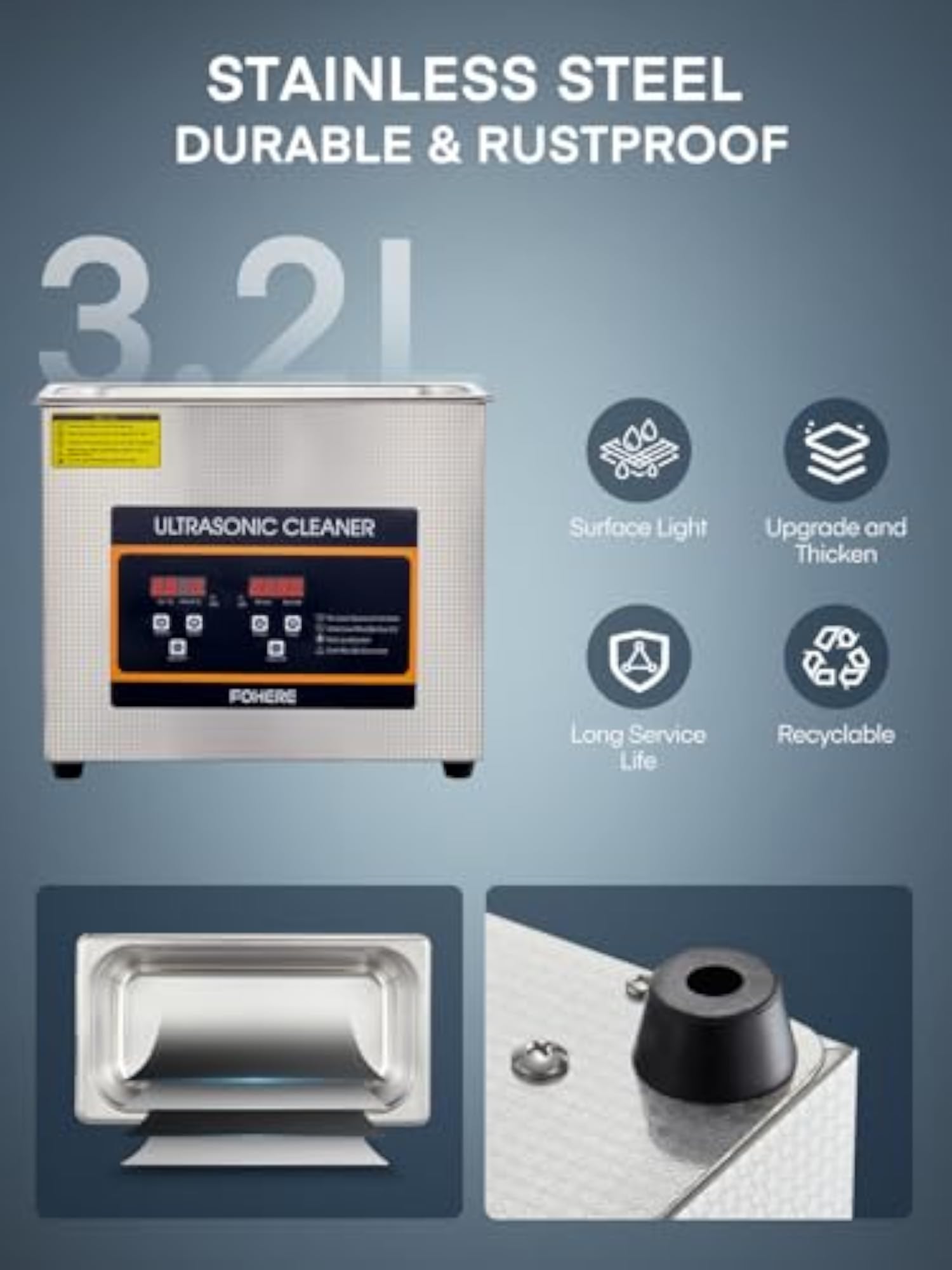 3.2L Ultrasonic Cleaner with Heater and Timer