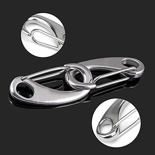 6PCS Boat Marine Stainless Steel Egg Shape Spring Snap Hook Clips Quick Carabiner Outdoor Buckle