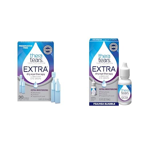 TheraTears Extra Dry Eye Therapy Preservative-Free Lubricating Eye Drops for Dry Eyes 30 Single-Use Vials 0 5 Fl