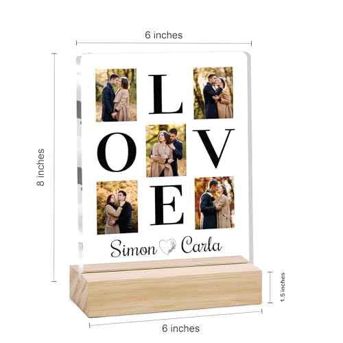 Image of Giftplease Customized Photo Frame with Wooden Stand | Transparent | Personalized Couple Picture Frame Gift for Girlfriend, Boyfriend, Husband, Wife |Anniversary, Wedding, Valentine s Day C 11