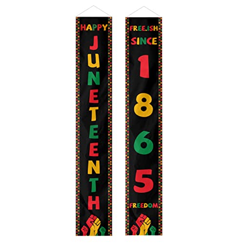 Happy Juneteenth Porch Banner Freeish Since 1865 African American Independence Day Front Door Sign Black History Wall Hanging Party Decoration 12 X 70 Inch #TOP3
