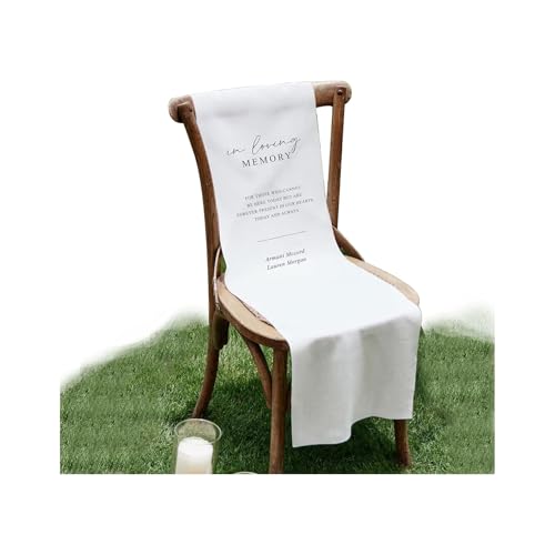 Personalized In Loving Memory Wedding Chair Banner Remembrance Ceremony Aisle Sign Linen Fabric Memorial For Loved Ones Custom Name Date Quote Keepsake Decor