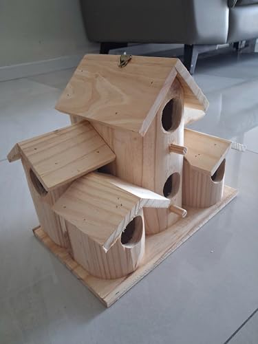 MIXUMON Wooden Bird Houses for Outside – 6 Rooms Multi-Chamber