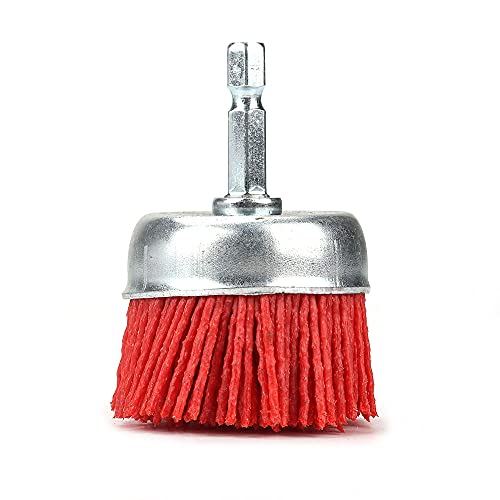 Image of 4 Pack Nylon Filament Abrasive Wire Brush Polishing Wheel with 1 /4 inch Hex Shank Surface Cleaning Rust Removal Red 120#
