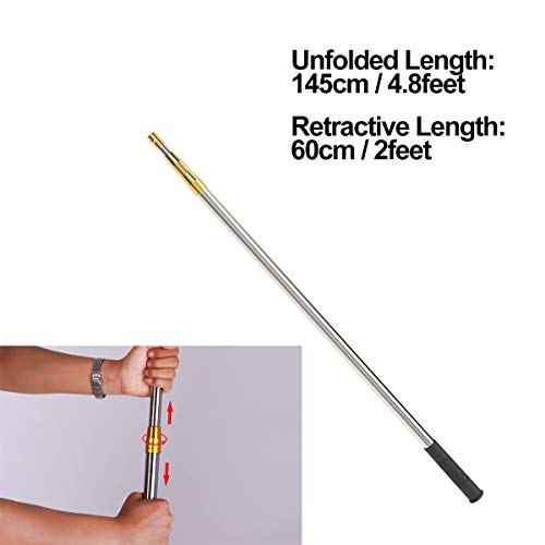 image for Cyfie 145cm 4.8Ft Retractable Telescopic Pole, Stainless Steel Fishing