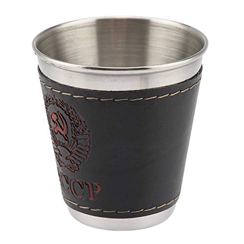 aqxreight Portable Stainless Steel Cup Easy Grip Ideal for Travel Picnic 4Pcs Stainless Steel Cups with Leather Cover for Travel Picnic Easy to Store