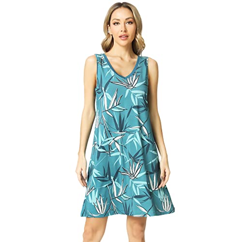 Image of GYS Cooling Bamboo Viscose Nightgowns for Women, Lightweight Sleeveless V Neck Sleep Shirt for Hot Sleepers, Soft Night dress