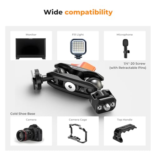 Image of K&F CONCEPT Magic Arm, Multi-Function Double Ball Head with Cold Shoe | Mount 1 /4 inch Screw for Super Clamp, Monitor, LED Light, MS27