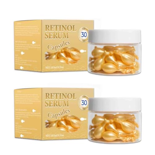 2PCS Retinol Facial Serum Capsules Hydrating & Brightening Boosts Skin Elasticity Reduces Fine Lines Daily Care