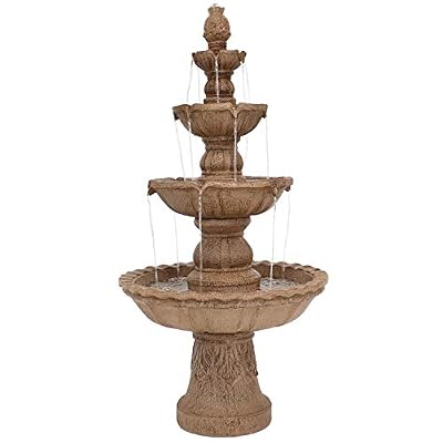 Sunnydaze Pineapple 52-Inch 4-Tier Outdoor Water Fountain - Tall Outdoor Fountain for Garden, Patio or Yard - Earth