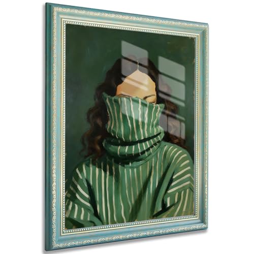 Emerald Green Feminine Wall Art Print, Woman Portrait Poster, Moody