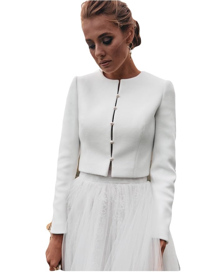 Bridal coat Wool wedding jacket Ivory jacket for wedding Bridal bolero Wool coat for bride Wool and cashmere