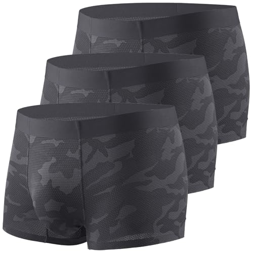 Arjen Kroos Mens Trunks Underwear-3 Pack Silky Breathable Boxer Briefs for Men,Comfortable Tagless Cool Men’s Underwear