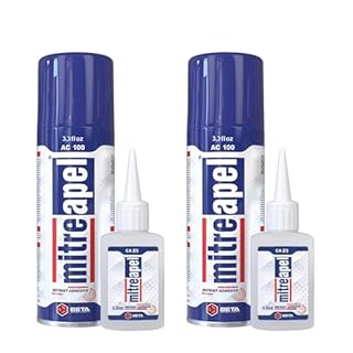 MITREAPEL Super CA Glue with Adhesive Activator (2 x 0.80 oz - 2 x 3.30 fl oz.) - Cyanoacrylate Super Glue for Plastic, Glass, Ceramic, DIY Projects, 3D Printing - (2 Pk)