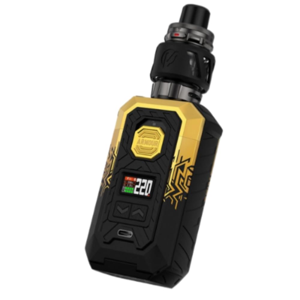 Box Armour Max Mod Kit Va-poresso 220 W (Oro cibernetico) 6 ML Atomizzatore iTANK T Tank Resistenza GTi Coil 0,2Ω/0,4Ω Doppia Batteria 18650/21700 [Batteria non inclusa] Originale - No Nicotine