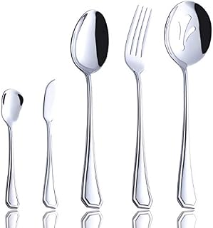 OMGard Serving Utensils Set 5 Piece Dinner Serving Set 18/0 Stainless Steel Flatware